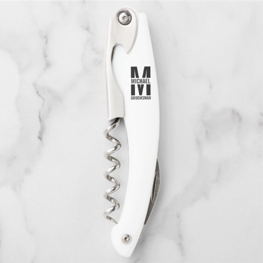 Moderne personalisierte Trauzeugen-Monogramm und N Kellnermesser (Vorderseite)