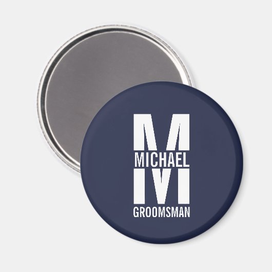 Moderne personalisierte Trauzeugen-Monogramm und N Magnet (Vorderseite/Rückseite)