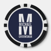 Moderne personalisierte Trauzeugen-Monogramm und N Pokerchips (Vorderseite)