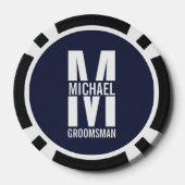 Moderne personalisierte Trauzeugen-Monogramm und N Pokerchips (Rückseite)