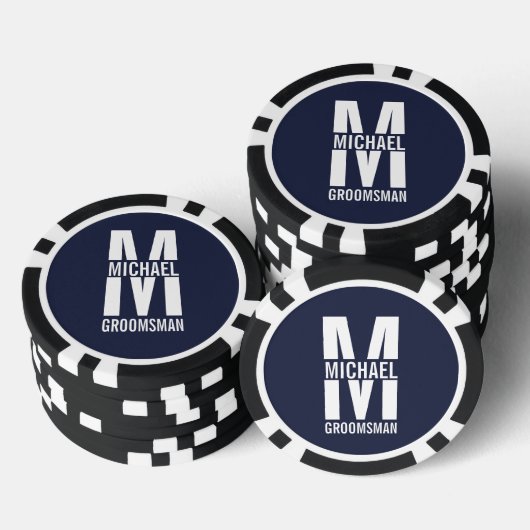 Moderne personalisierte Trauzeugen-Monogramm und N Pokerchips (Stapel)