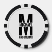 Moderne personalisierte Trauzeugen-Monogramm und N Pokerchips (Vorderseite)