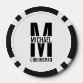 Moderne personalisierte Trauzeugen-Monogramm und N Pokerchips (Rückseite)