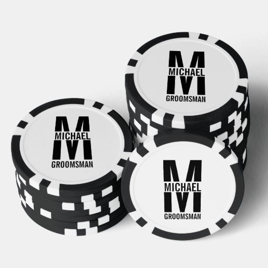 Moderne personalisierte Trauzeugen-Monogramm und N Pokerchips (Stapel)