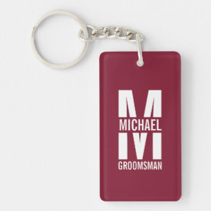 Moderne personalisierte Trauzeugen-Monogramm und N Schlüsselanhänger