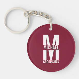 Moderne personalisierte Trauzeugen-Monogramm und N Schlüsselanhänger