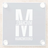 Moderne personalisierte Trauzeugen-Monogramme und  Glasuntersetzer (Rückseite)