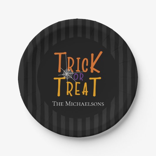 Moderne Personalisierte Trick- oder Treatongram Pappteller (Vorderseite)