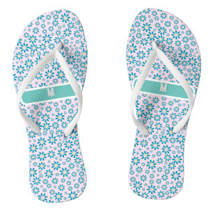 Moderne personalisierte Unisex Gänseblümchen Initi Badesandalen