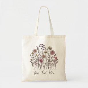 Moderne personalisierte Wasserfarbe-Wildblumen-Blu Tragetasche