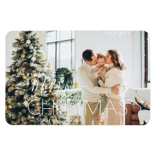Moderne Personalisierte Weihnachtsfamilie Magnet (Horizontal)