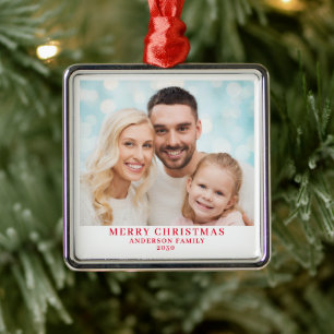 Moderne Personalisierte Weihnachtsfotos Ornament Aus Metall
