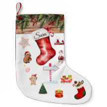 Moderne personalisierte Weihnachtsstrumpf Rot & We