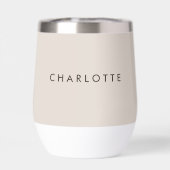 Moderne personalisierte Weintumbler in Beige (Rückseite)
