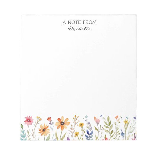 Moderne Personalisierte Wildblume Notizblock (Vorderseite)