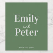 Moderne persönliche Hochzeit im Salbeigrün Weinetikett (Einzelnes Label)