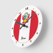 Moderne peruanische Flagge, trendige peruanische Z Runde Wanduhr (Winkel)