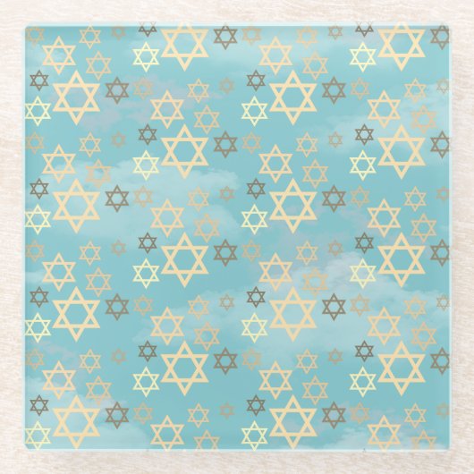 Moderne Pessach Blue Sky Sterne von David Glasuntersetzer (Vorderseite)