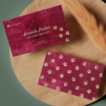 Moderne Pet Care Services Red Velvet Business Card