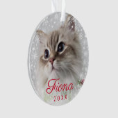 Moderne Pet-Foto-Druck und Schneeflocken-Rahmen Ornament (Vorderseite)