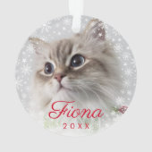 Moderne Pet-Foto-Druck und Schneeflocken-Rahmen Ornament (Rückseite)