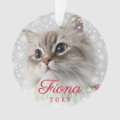 Moderne Pet-Foto-Druck und Schneeflocken-Rahmen Ornament (Vorderseite)