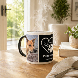 Moderne Pet-Foto-Erinnerung Herz Schwarz Weiß Morp Verwandlungstasse