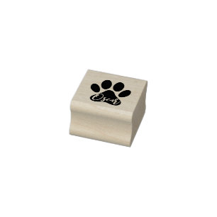 Moderne Pet Pfosten mit Unterschrift. Holz Gummistempel