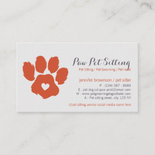 Moderne Pet Sitter Groomer Social Media Dog Paw Visitenkarte