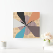 Moderne "Petals" des Mittelalters Kunstfarben Quadratische Wanduhr (Zuhause)