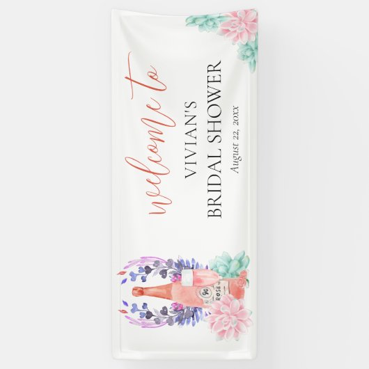 Moderne Petals & Prosecco Brautparty Willkommen Banner (Vertikal)