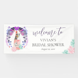 Moderne Petals & Prosecco Brautparty Willkommen Banner