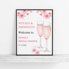 Moderne Petals & Prosecco Brautparty Willkommen Poster