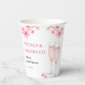 Moderne Petals & Prosecco Rosa Brautparty Pappbecher (Rückseite)