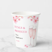 Moderne Petals & Prosecco Rosa Brautparty Pappbecher (Vorderseite)