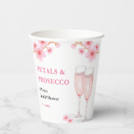 Moderne Petals & Prosecco Rosa Brautparty Pappbecher
