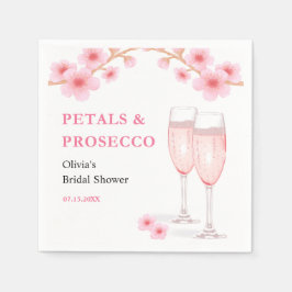 Moderne Petals & Prosecco Rosa Brautparty Serviette