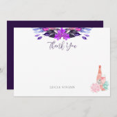 Moderne Petals & Prosecco Sukkuläres Brautparty Dankeskarte (Vorne/Hinten)