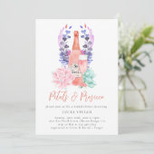 Moderne Petals & Prosecco Sukkuläres Brautparty Einladung (Stehend Vorderseite)