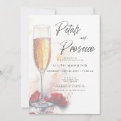 Moderne Petals & Prosecco Wasserfarbenes Brautpart Einladung (Vorderseite)