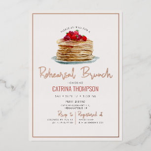 Moderne Pfannkuchen-Probe-Brunch  Roségold Folieneinladung