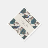 Moderne Pfauen-Elfenbein-Chinoiserie Serviette (Ecke)