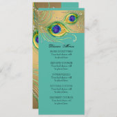 Moderne Pfauenfeathers Wasserfarbe Gold Jewel Menükarte (Vorne/Hinten)