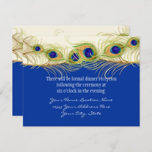 Moderne Pfauenfedern Monogramm Mit Monogramm Begleitkarte (Vorne/Hinten)
