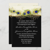 Moderne Pfauenfedern Monogramm Mit Monogramm Einladung (Vorne/Hinten)