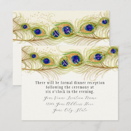 Moderne Pfauenfedern Monogramm Mit Monogramm Einladung (Vorne/Hinten)