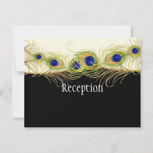 Moderne Pfauenfedern Monogramm Mit Monogramm Einladung (Rückseite)