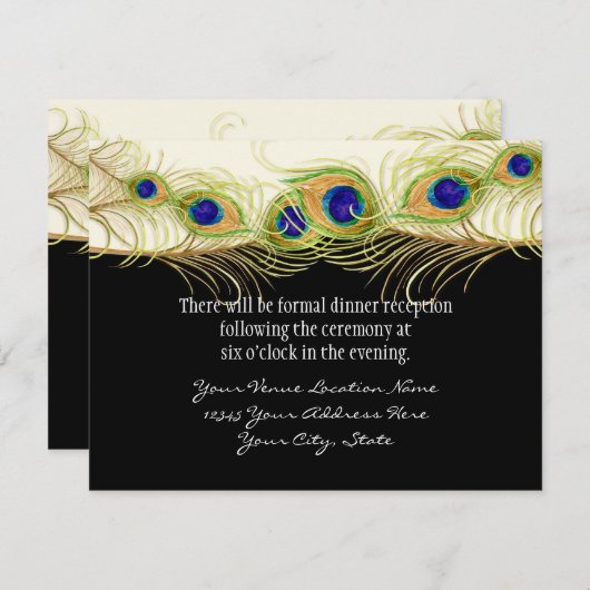 Moderne Pfauenfedern Monogramm Mit Monogramm Einladung (Vorne/Hinten)