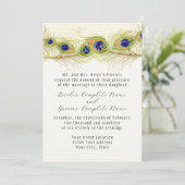 Moderne Pfauenfedern Monogramm Mit Monogramm Einladung (Stehend Vorderseite)