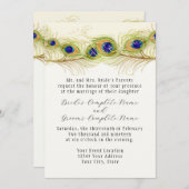 Moderne Pfauenfedern Monogramm Mit Monogramm Einladung (Vorne/Hinten)